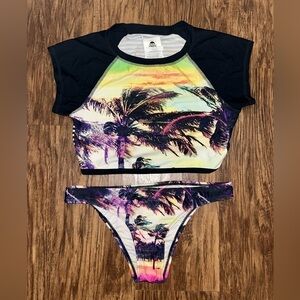 Roxy Tropical Palm Print Bikini Set